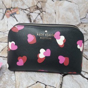 #bagsavenue fast ship new cosmetic case small heart flutter multi kate spade